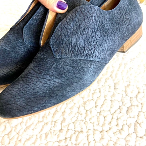 Miss Sixty Marlene Navy Blue Suede Slip On Heeled Oxford Shoes Size 40 - Picture 7 of 11